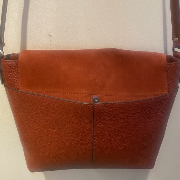 TREASURE & BOND rust leather & suede cross body purse with adjustable strap. - Picture 3 of 8